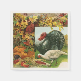 Vintager Erntedank, wilde Truthühner Herbstfarben Serviette