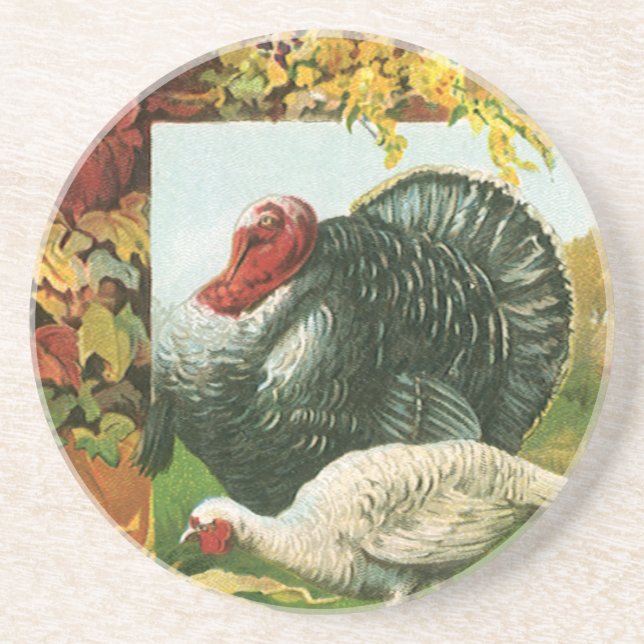 Vintager Erntedank, wilde Truthühner Herbstfarben Untersetzer (Vorne)
