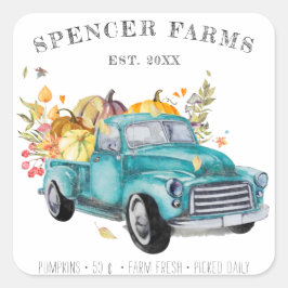 Vintager Erntewagen | ERNTEDANK Quadratischer Aufkleber