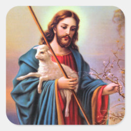 Vintager Erretter Jesus der Hirte Quadratischer Aufkleber