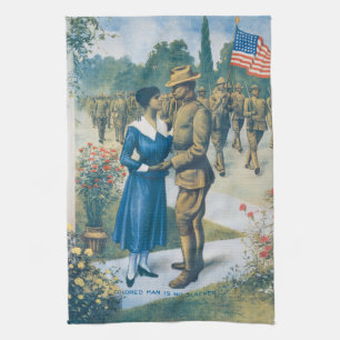 Vintager Erster Weltkrieg Der gefärbte Mensch ist  Geschirrtuch