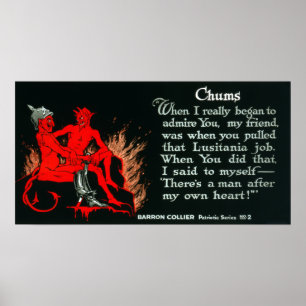 Vintager Erster Weltkrieg Deutscher Teufel Lusitan Poster