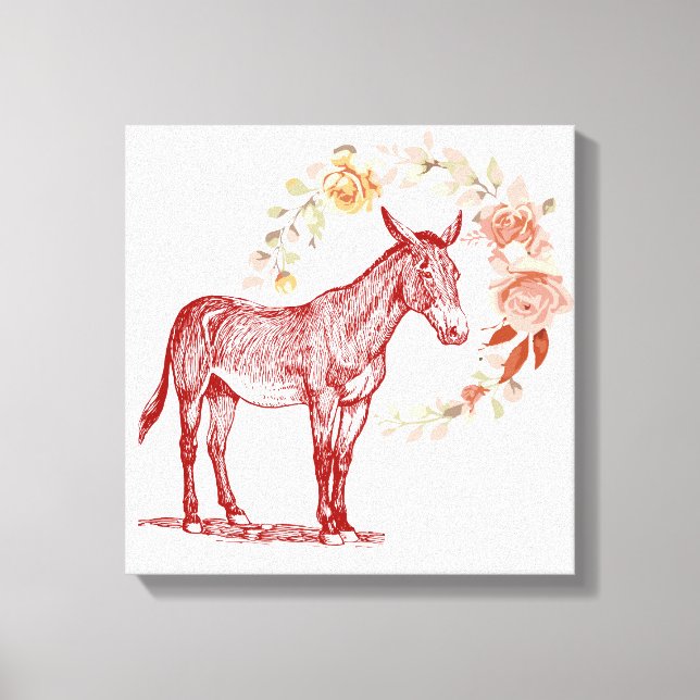 Vintager Esel Leinwanddruck (Vorderseite)