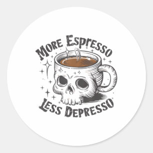 Vintager Espresso weniger Depresso Gewitscher-Seel Runder Aufkleber