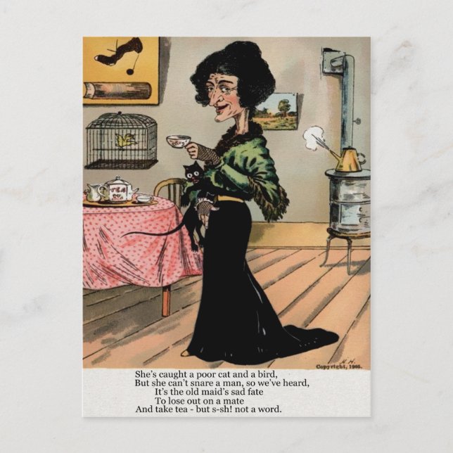 Vintager Essig-Valentinstag Postkarte (Vorderseite)