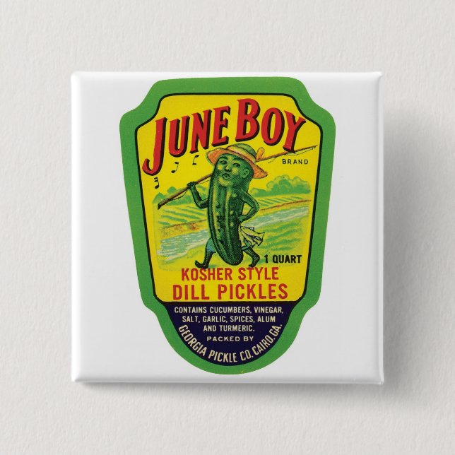 Vintager Essiggurken-Nahrungsmittel-Aufkleber Button (Vorderseite)