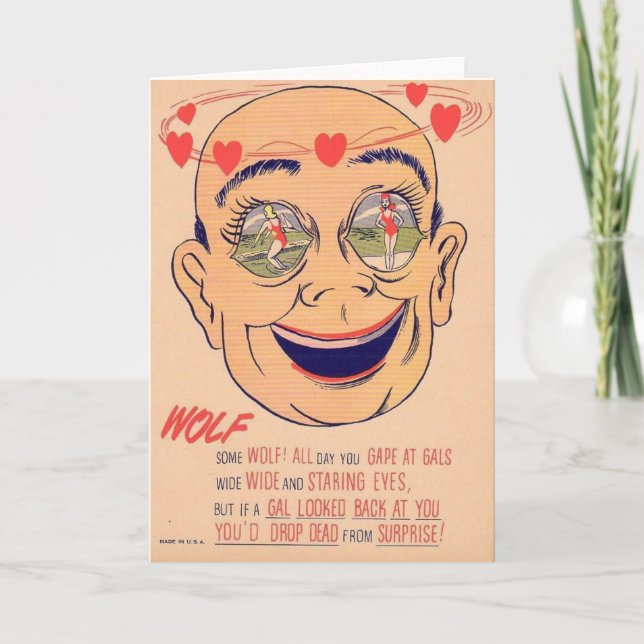 Vintager EssigValentine - Wolf, Feiertagskarte (Vorderseite)