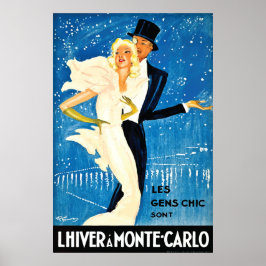 Vintager europäischer Winter in Monte Carlo Poster