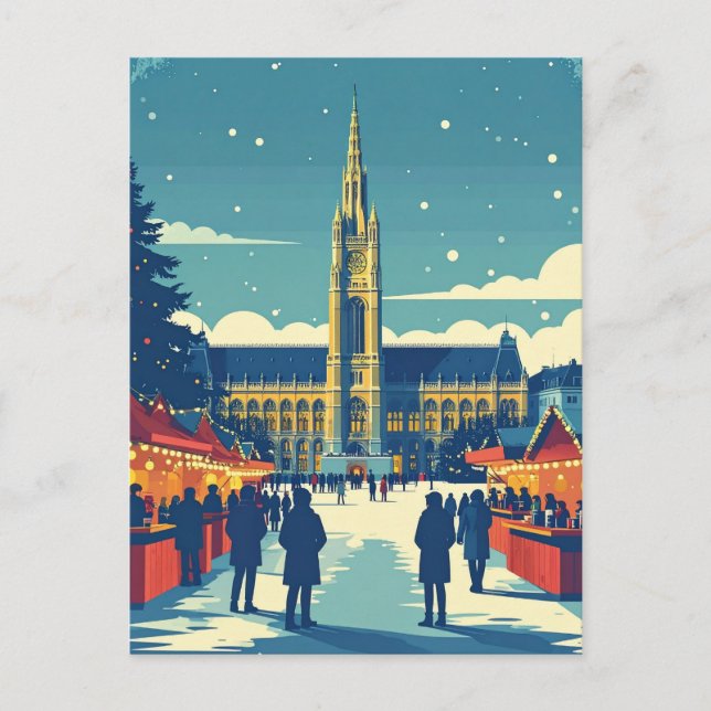 Vintager Europäischer Wintermarkt Souvenir Postkarte (Vorderseite)