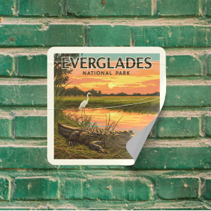 Vintager Everglades-Nationalpark Quadratischer Aufkleber