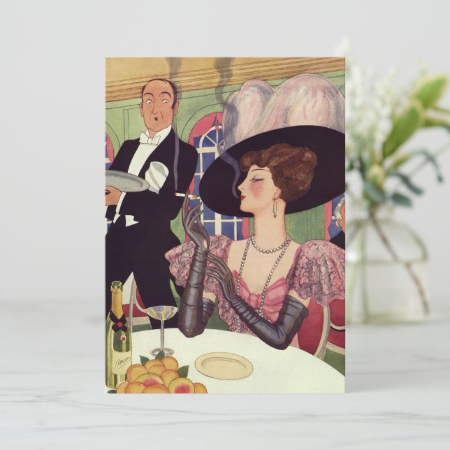 Vintager Extravaganter Champagner-Junggeselinnen-A Einladung (Stehend Vorderseite)