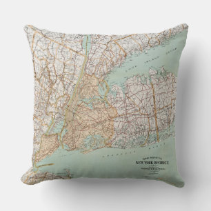 Vintager Fahrplan der New Yorker Bezirksgalerie Kissen
