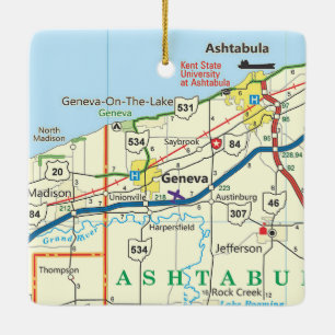 Vintager Fahrplan von Genf Ohio Keramikornament