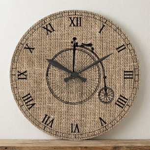 Vintager Fahrradfahrer Große Wanduhr