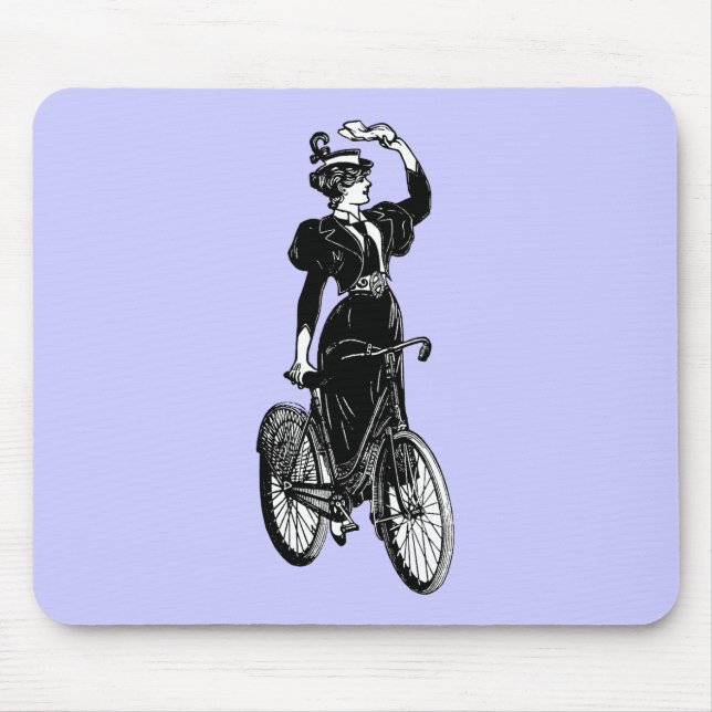Vintager Fahrradfahrer Mousepad (Vorne)
