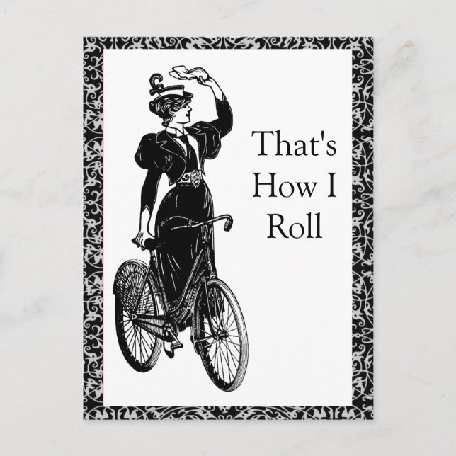 Vintager Fahrradfahrer Postkarte (Vorderseite)
