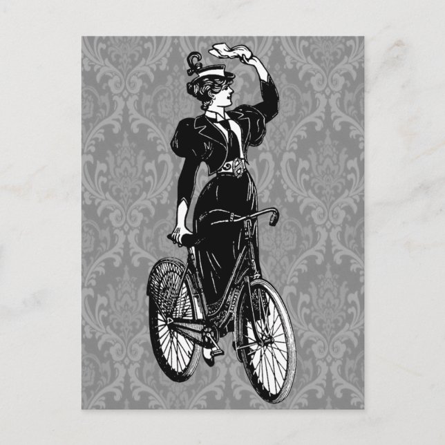 Vintager Fahrradfahrer Postkarte (Vorderseite)