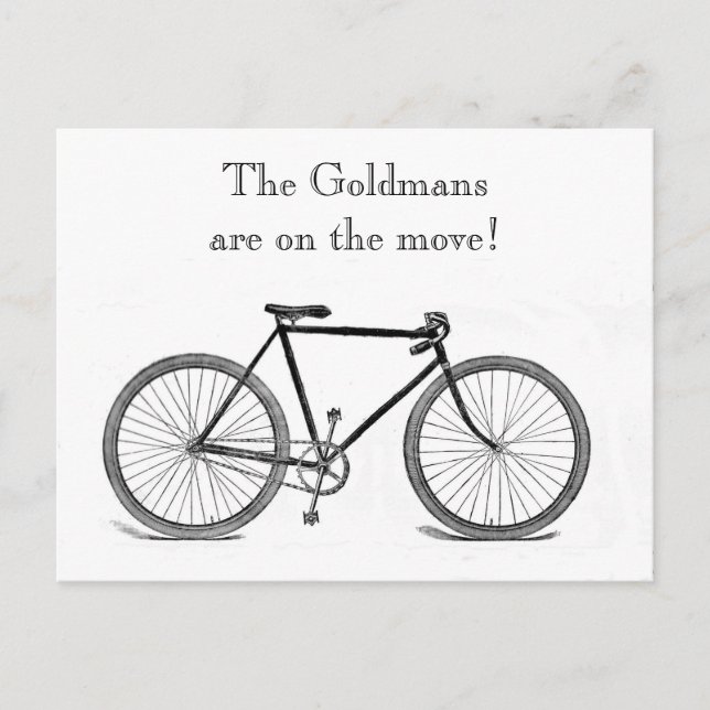 Vintager Fahrradwechsel Ankündigungspostkarte (Vorderseite)