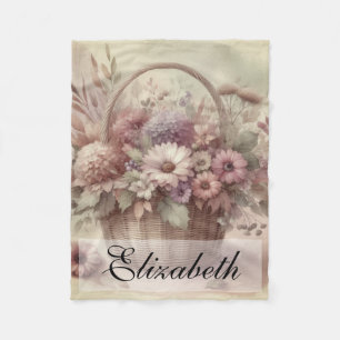 Vintager Fall Blume pastellfarbene Aquarellmalerei Fleecedecke
