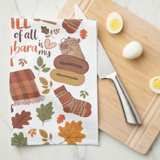 Vintager Fall Capybara Handtuch (Viertel Falte)