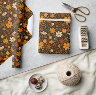 Vintager Fall Floral Muster - Herbst-Blume Geschenkpapier