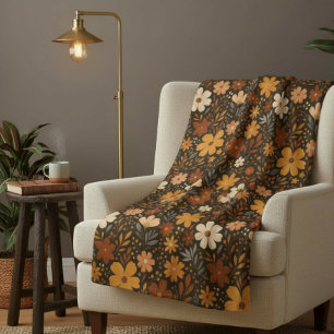 Vintager Fall Floral Muster - Herbst-Blume Sherpadecke