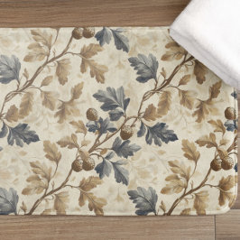 Vintager Fall Oak Leaf | Elegantes Blau und Gold Badematte