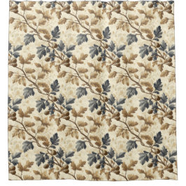 Vintager Fall Oak Leaf | Elegantes Blau und Gold Duschvorhang