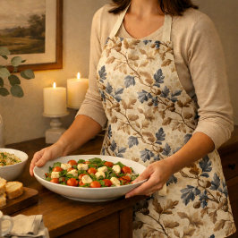 Vintager Fall Oak Leaf | Elegantes Blau und Gold Schürze