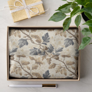 Vintager Fall Oak Leaf Elegantes Blau und Gold Seidenpapier