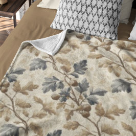 Vintager Fall Oak Leaf | Elegantes Blau und Gold Sherpadecke