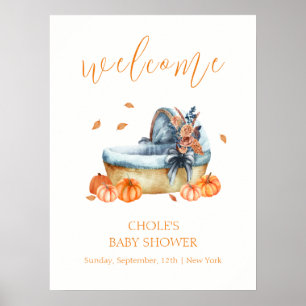 Vintager Fall Pumpkin Crib Babydusche Willkommen Poster