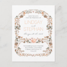 Vintager Fall Woodland Garden Rustikal Save the Da Ankündigungspostkarte