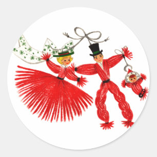 Vintager Familien-Weihnachtsaufkleber Runder Aufkleber