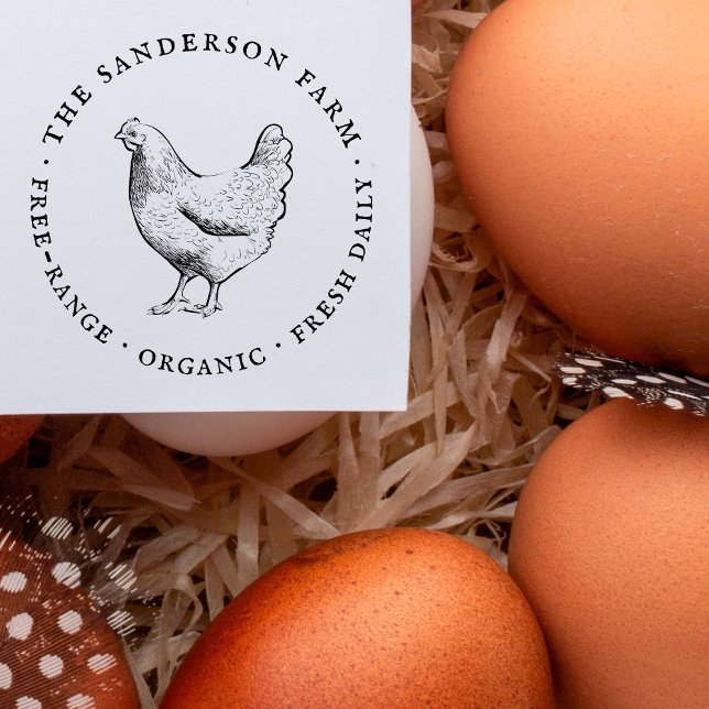 Vintager Familienbetrieb Rustikaler Eierkarton Gummistempel (Von Creator hochgeladen)