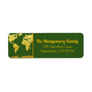 Vintager Familienname des Goldweltkarten-Reisend- 