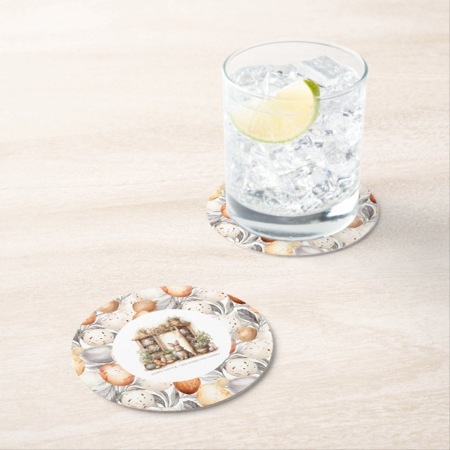 Vintager Familienname Rustikale Ostern Runder Pappuntersetzer (Vor Ort)