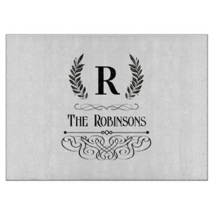 Vintager Familienname und Mit Monogramm, einfache  Schneidebrett