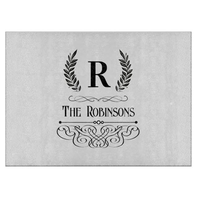 Vintager Familienname und Mit Monogramm, einfache  Schneidebrett (Vorderseite)