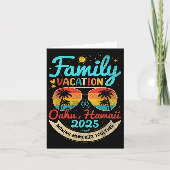 Vintager Familienurlaub Oahu Karte (Vorderseite)