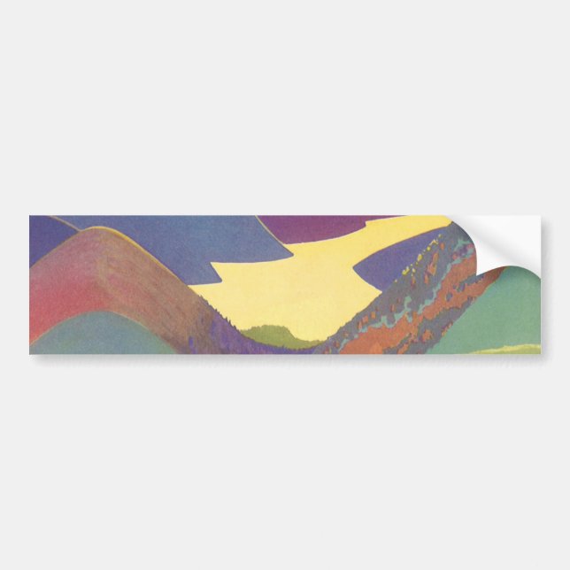 Vintager Familienurlaub, Picnic in den Bergen Autoaufkleber (Vorne)