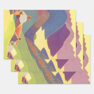 Vintager Familienurlaub, Picnic in den Bergen Geschenkpapier Set