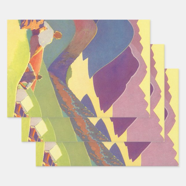 Vintager Familienurlaub, Picnic in den Bergen Geschenkpapier Set (Set)