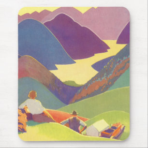 Vintager Familienurlaub, Picnic in den Bergen Mousepad