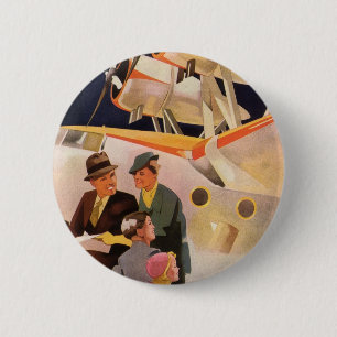 Vintager Familienurlaub über die Propeller der See Button