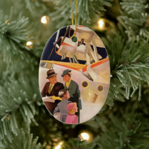 Vintager Familienurlaub über die Propeller der See Keramikornament