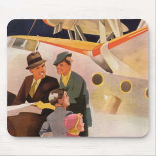 Vintager Familienurlaub über die Propeller der See Mousepad