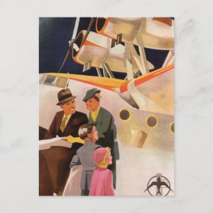 Vintager Familienurlaub über die Propeller der See Postkarte