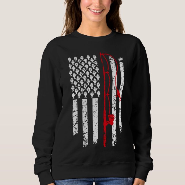 Vintager Fang amerikanischer Flagge Sweatshirt (Vorderseite)