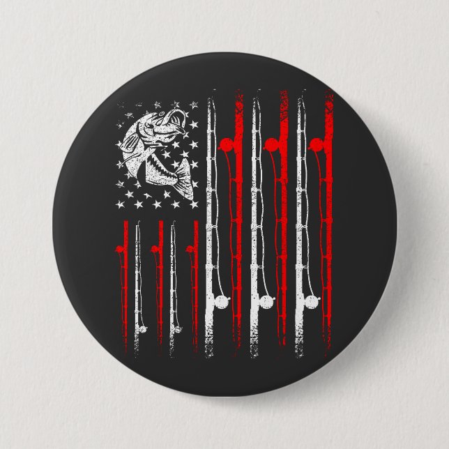 Vintager Fang unter amerikanischer Flagge mit Fisc Button (Vorderseite)
